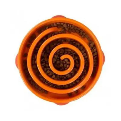 Slow feeder bowl for dogs, designed to promote healthy eating habits and prevent gulping.