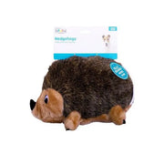 Plush hedgehog dog toy with soft fur and squeaker for interactive playtime fun.