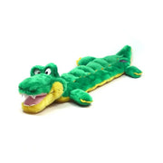 Green plush alligator toy, soft and cuddly, perfect for playtime and snuggling.
