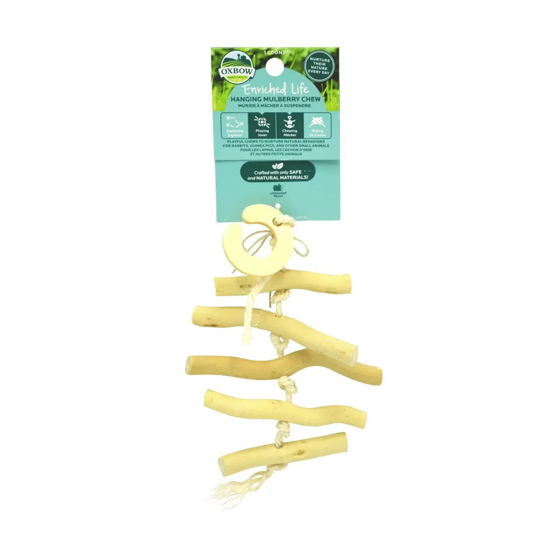 Oxbow hanging willow chew toy for small animals, made from natural materials for healthy chewing.