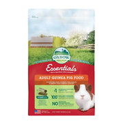 Oxbow Essentials adult guinea pig food bag with high fiber ingredients and veterinarian recommendation.