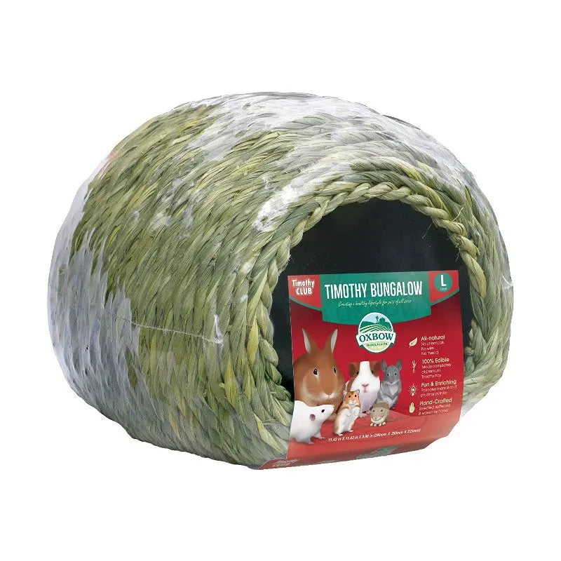 Timothy Bungalow for small pets, made from natural grass, perfect for hiding and chewing.