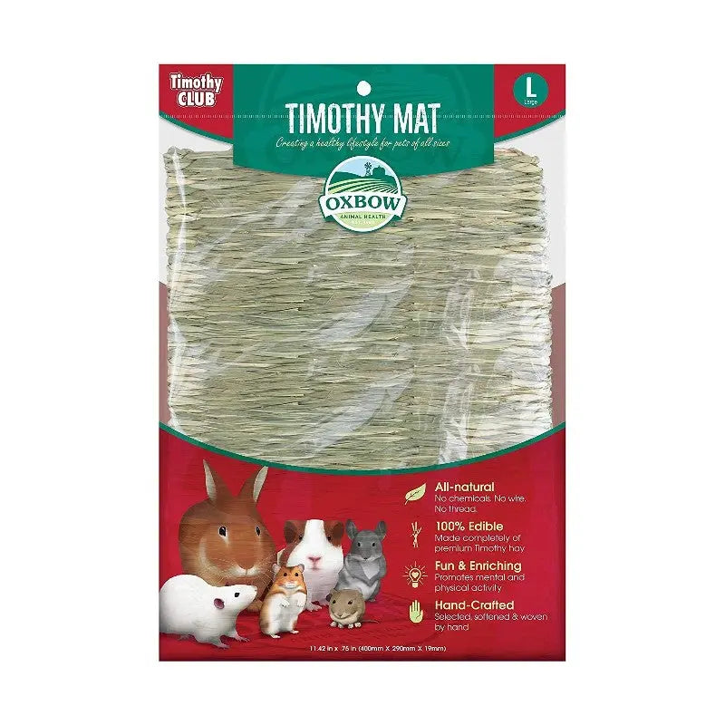 Timothy mat for small pets, all-natural, edible, promotes enrichment and healthy chewing.