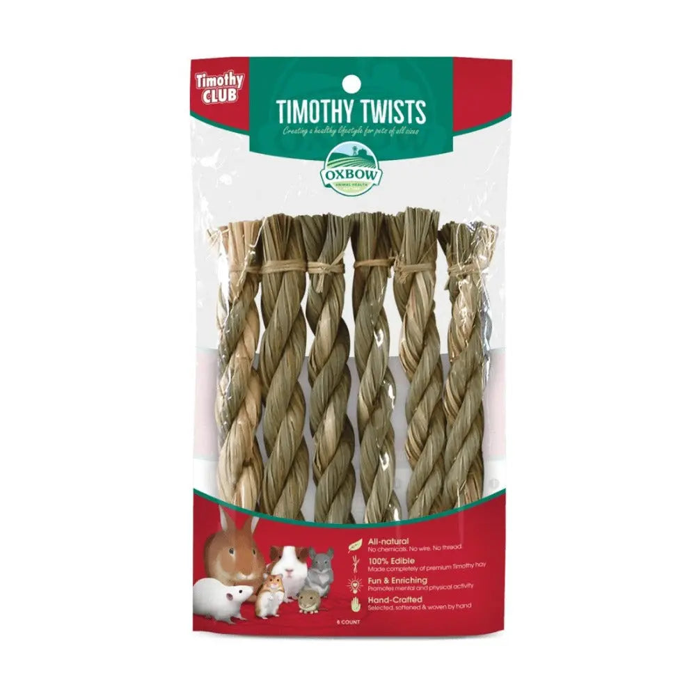 Timothy Twists for small pets, all-natural, edible, and hand-crafted for fun and enrichment.