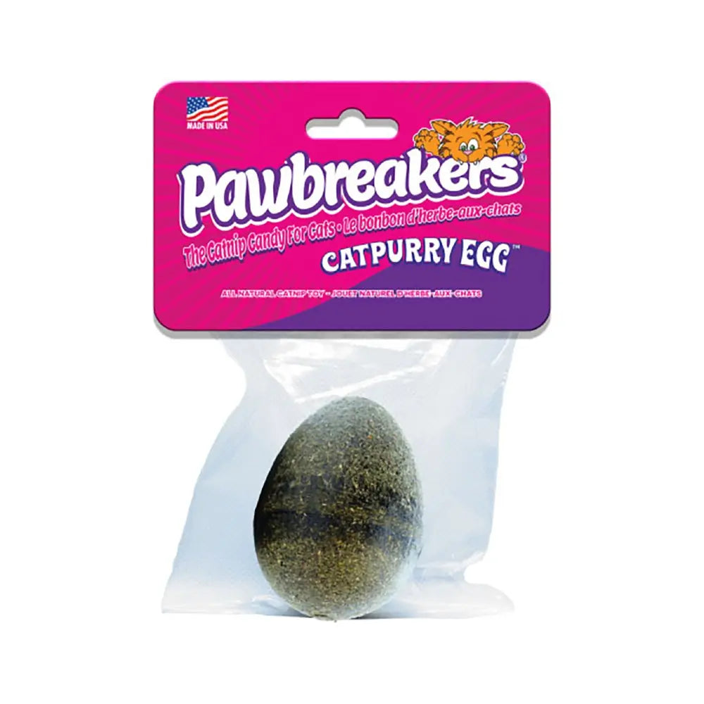 Pawbreakers Catpurry Egg, a fun catnip treat for playful cats, packaged for freshness and enjoyment.