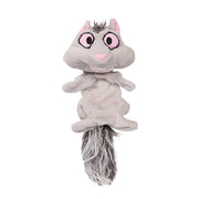 Plush gray cat toy with pink accents, perfect for cuddling and playtime.