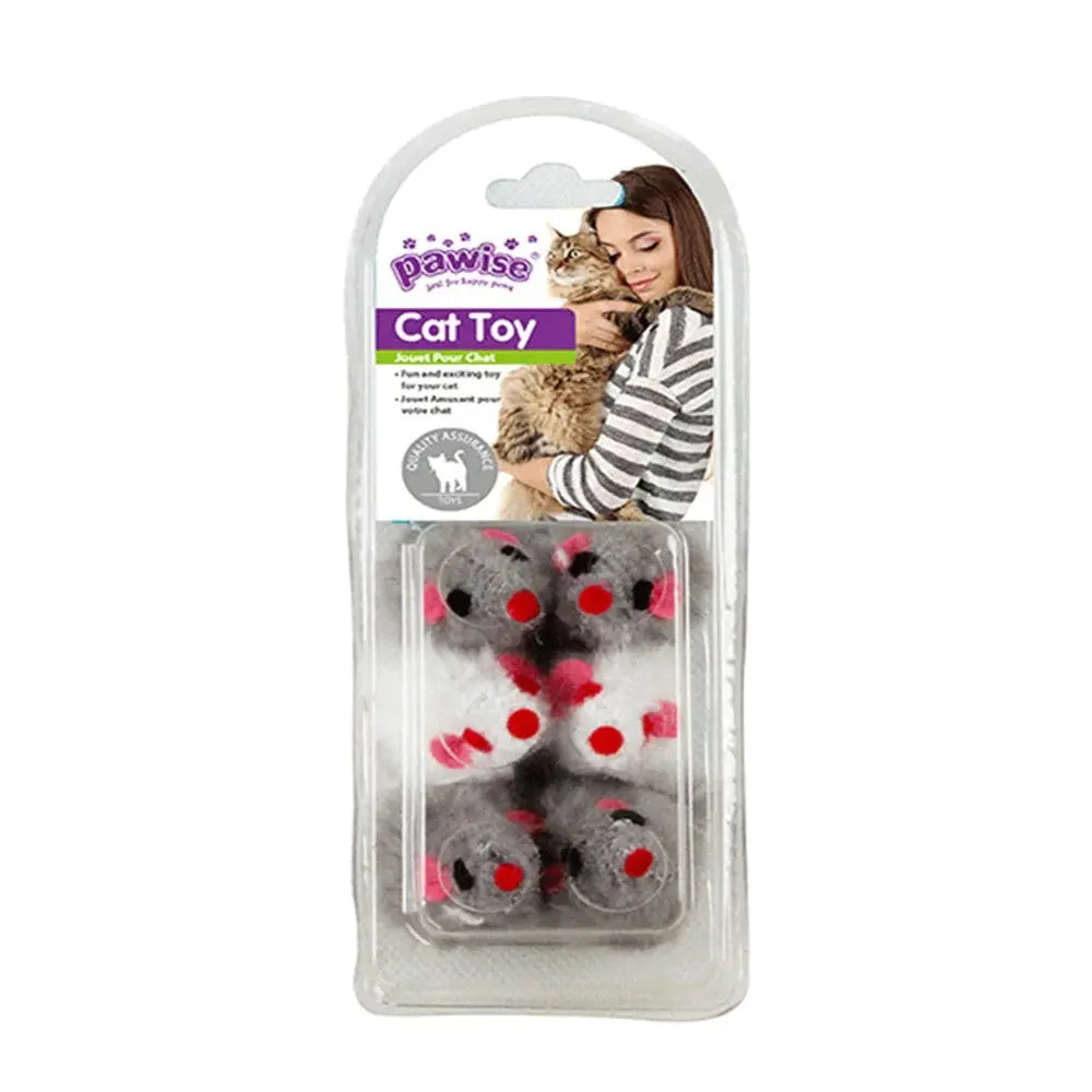 Cat toy pack featuring colorful pom-poms for playful feline fun and engagement.