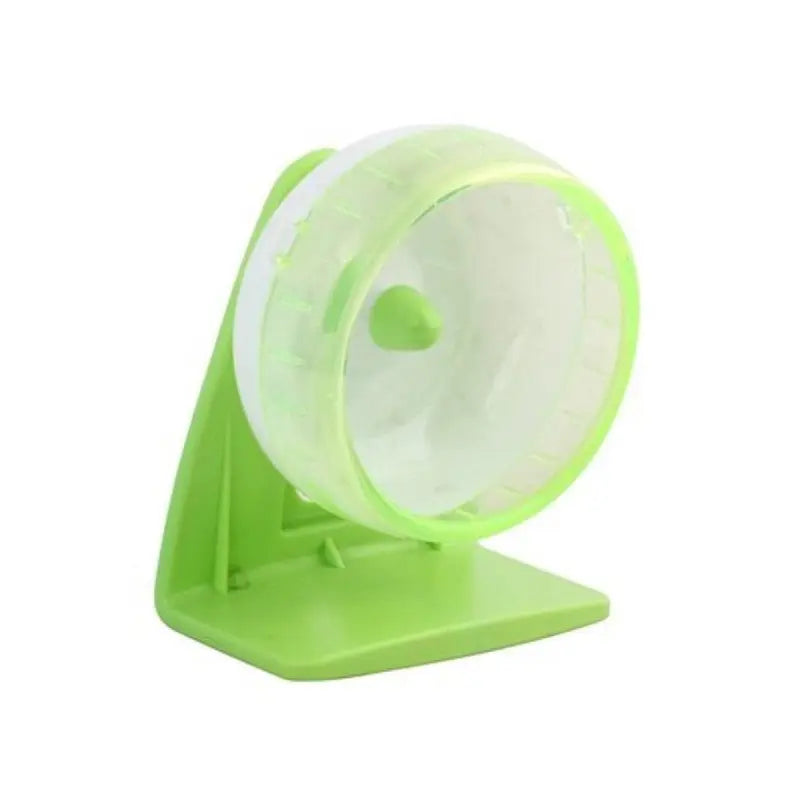 Hamster exercise wheel in vibrant green, perfect for small pets to stay active and healthy.