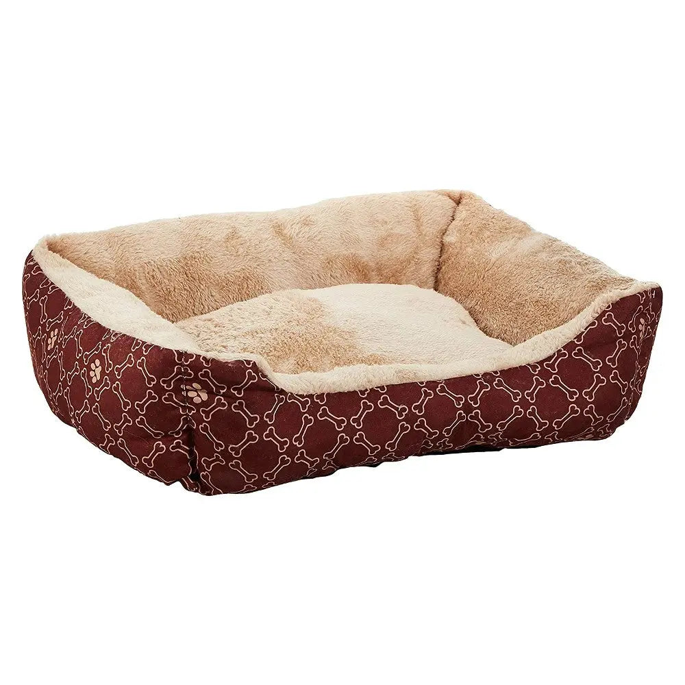 Cozy pet bed with plush interior and stylish patterned exterior for ultimate comfort.