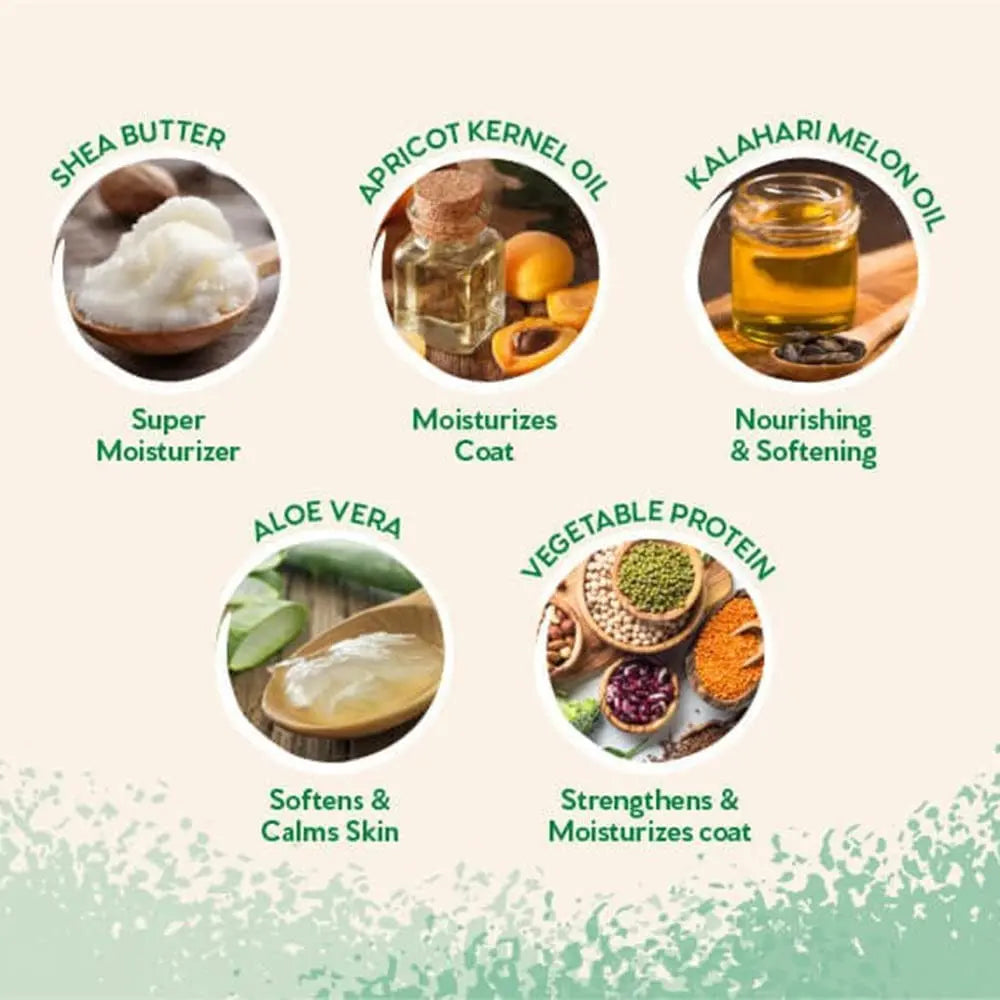 Natural oils and ingredients for moisturizing and nourishing skin and coat.