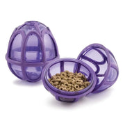 Interactive purple pet feeder toy for engaging mealtime fun and mental stimulation.