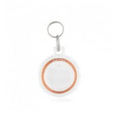 Clear keychain with a copper ring, perfect for organizing keys and accessories.