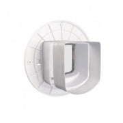 Cat door, pet access, durable design, easy installation, white color, home improvement accessory.
