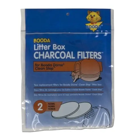 Booda Litter Box Charcoal Filters for odor control in cat litter boxes, pack of two.