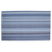Blue striped area rug with a modern design, perfect for enhancing home decor.
