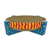 Colorful cat scratcher with a playful design, perfect for scratching and lounging.