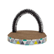 Cat scratching post with a curved design and textured surface for healthy scratching and play.