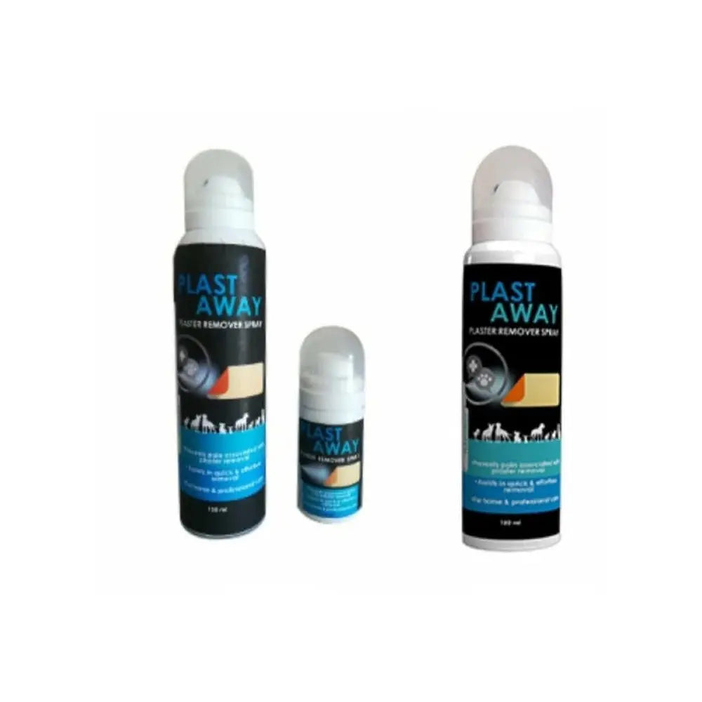 Plast Away plaster remover spray bottles for easy and effective adhesive removal.