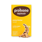 Peanut butter dog biscuits in a vibrant box, perfect treats for small dogs, enriched with calcium.
