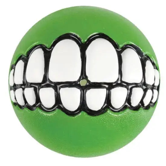 Green ball with a large, cartoonish smile featuring white teeth and black outlines.
