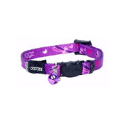 Purple cat collar with bell, featuring a playful design and adjustable buckle for comfort.