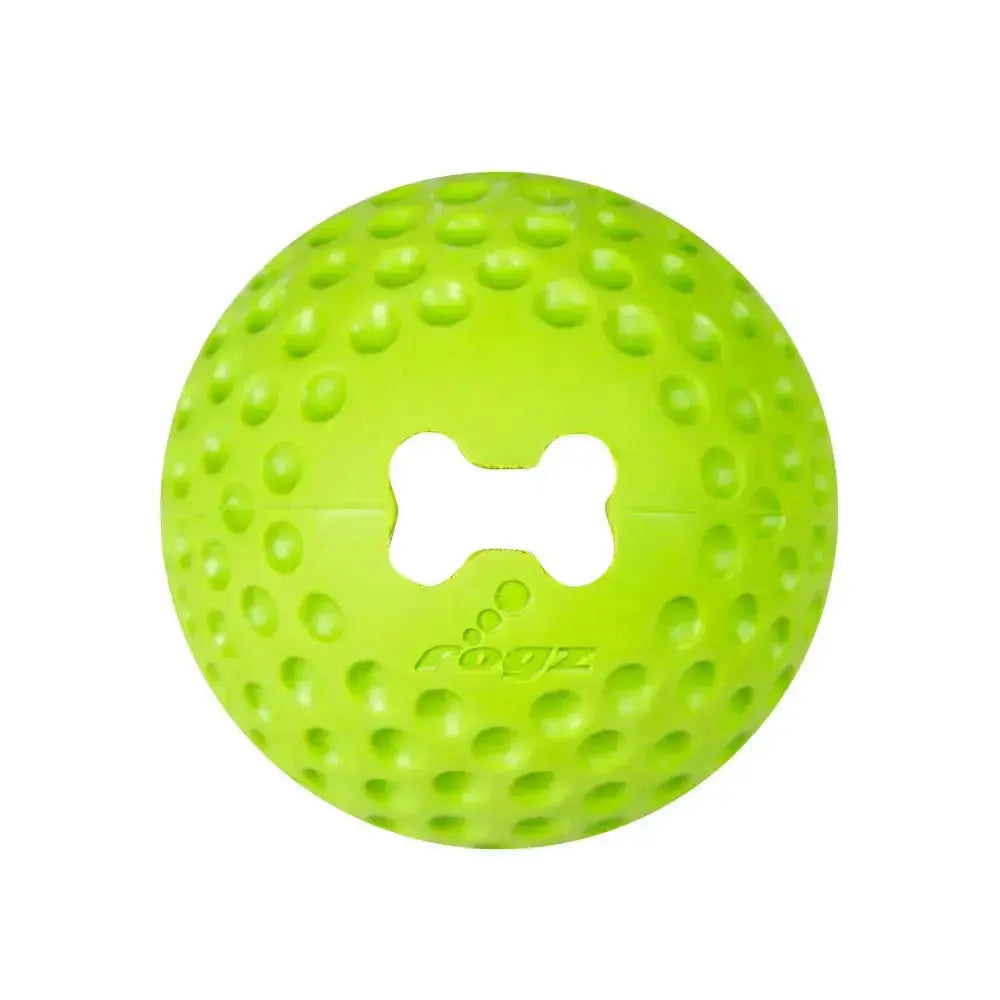 Bright green dog toy ball with textured surface for enhanced grip and playtime fun.