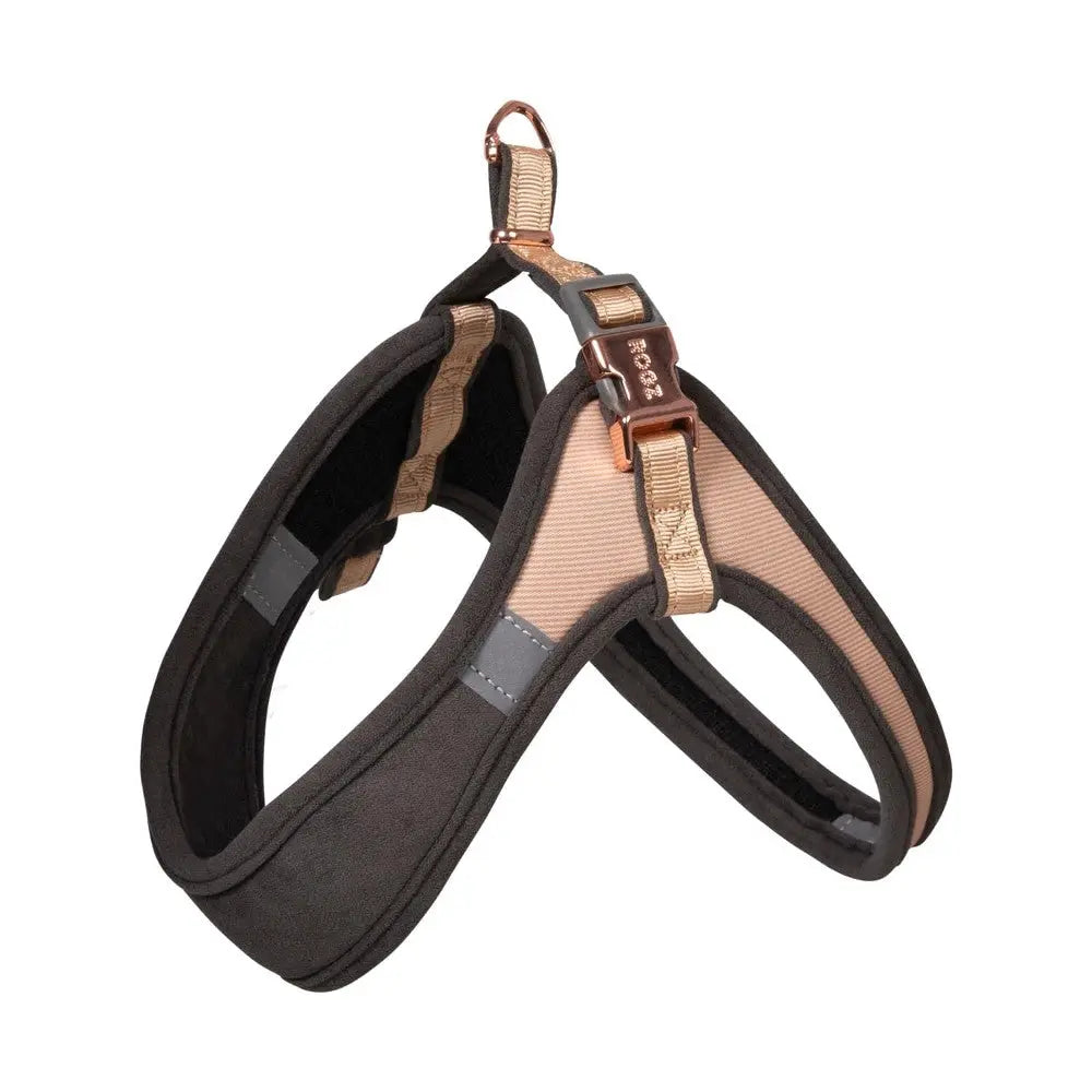 Comfortable dog harness with adjustable straps and durable materials for secure walks.