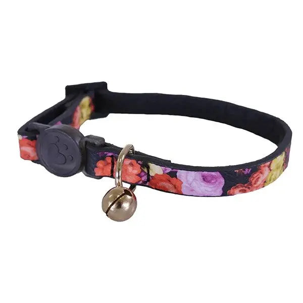 Floral cat collar with a bell, perfect for stylish pet accessories and safety.