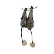 Two plush mouse toys with long legs and heart-shaped bases, perfect for pet playtime.