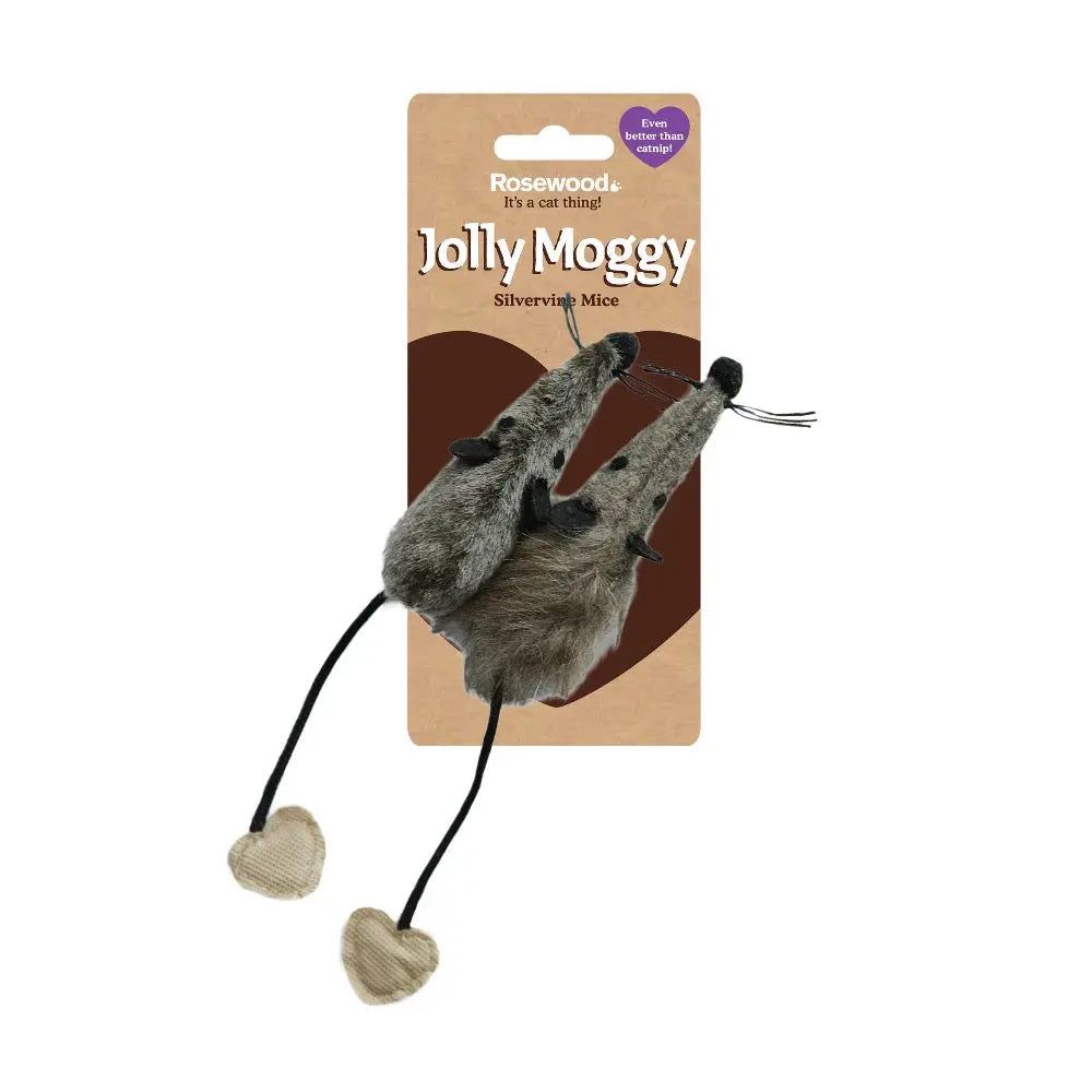 Jolly Moggy silvervine mice cat toy with soft texture and playful design for feline fun.