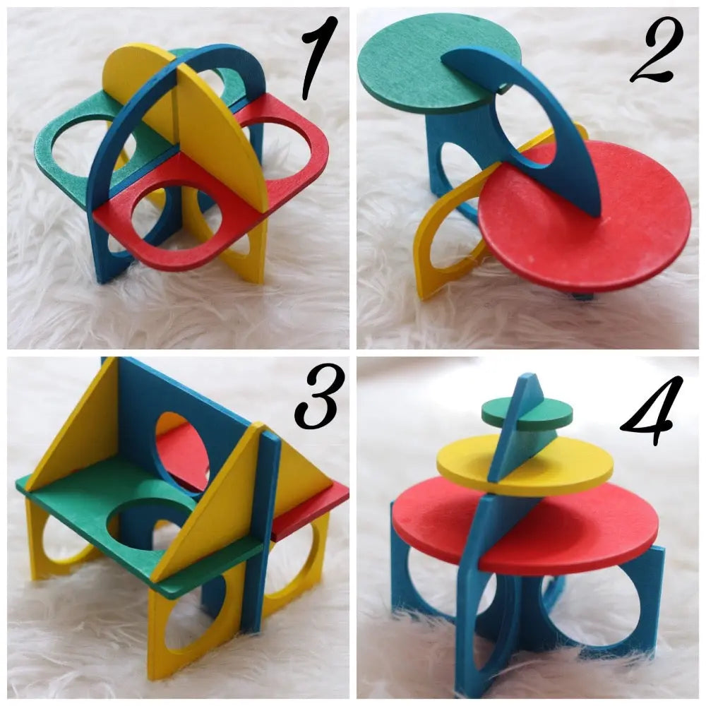 Colorful wooden stacking toys for toddlers, promoting fine motor skills and creativity.
