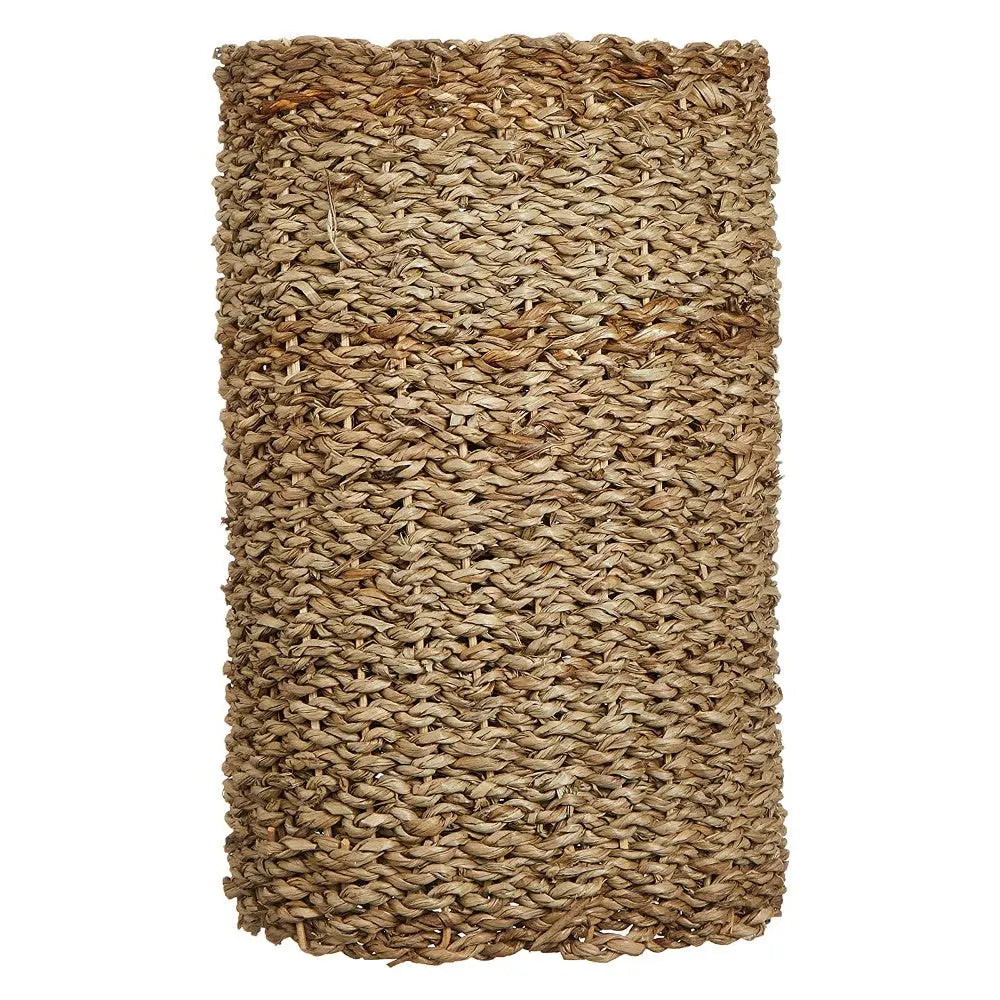 Woven natural fiber basket for storage and home decor, adding a rustic touch to any space.