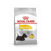 Royal Canin Dermacomfort Mini dog food bag for reduced allergen nutrition and skin health.