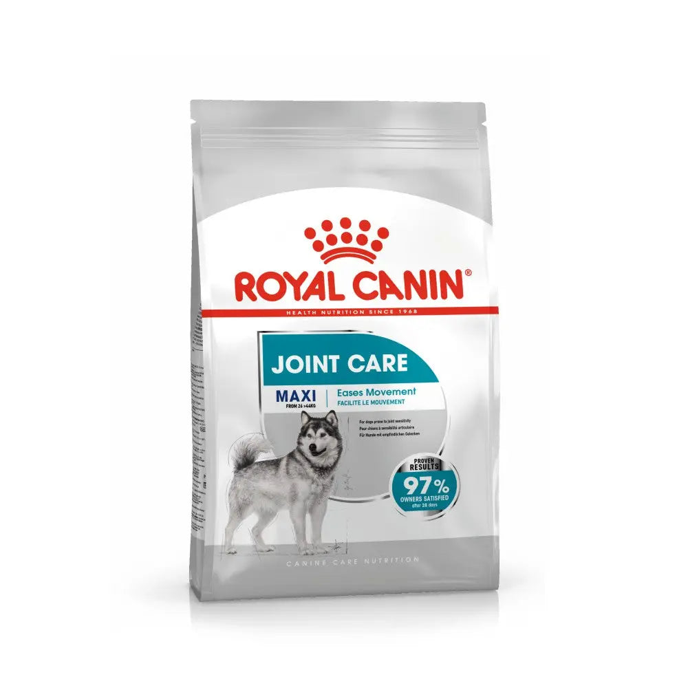 Royal Canin Joint Care Maxi dog food bag for healthy joints and mobility support.