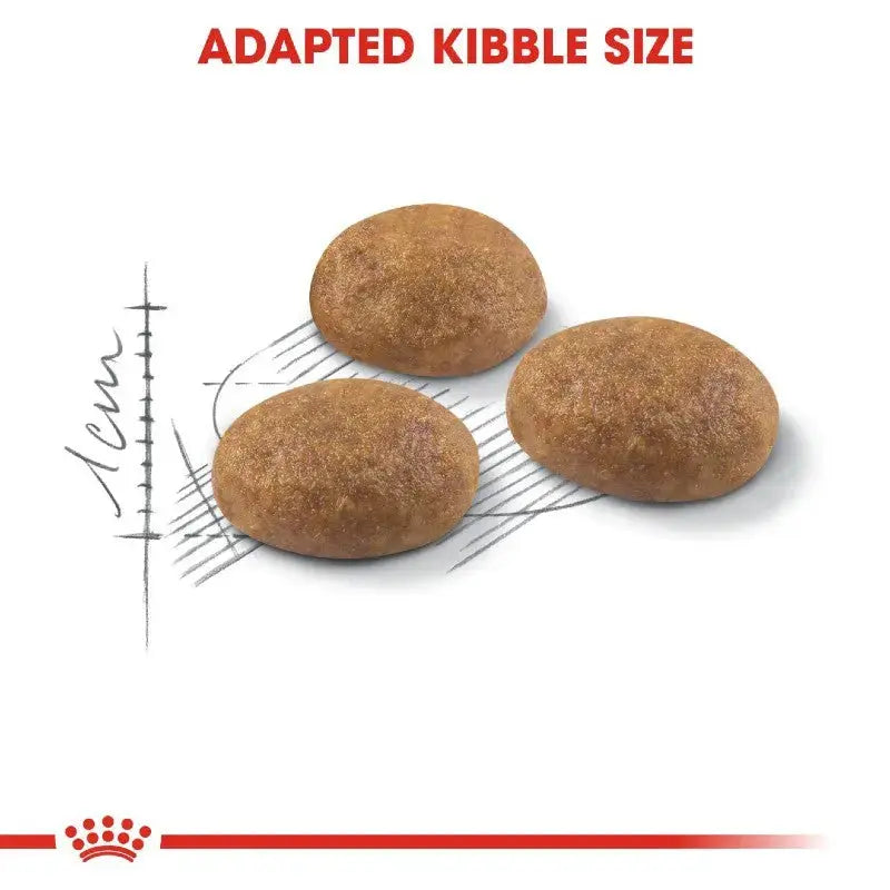 Adapted kibble size for optimal pet nutrition and easy chewing.