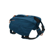 Dog backpack harness in blue, designed for comfort and outdoor adventures.