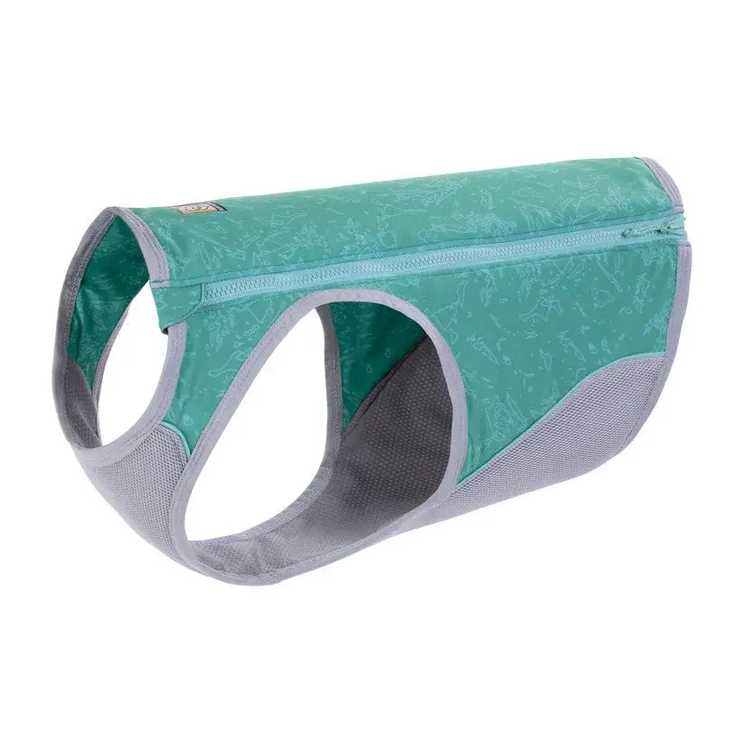 Dog harness with zippered pocket, breathable mesh, and stylish teal design for comfortable walks.