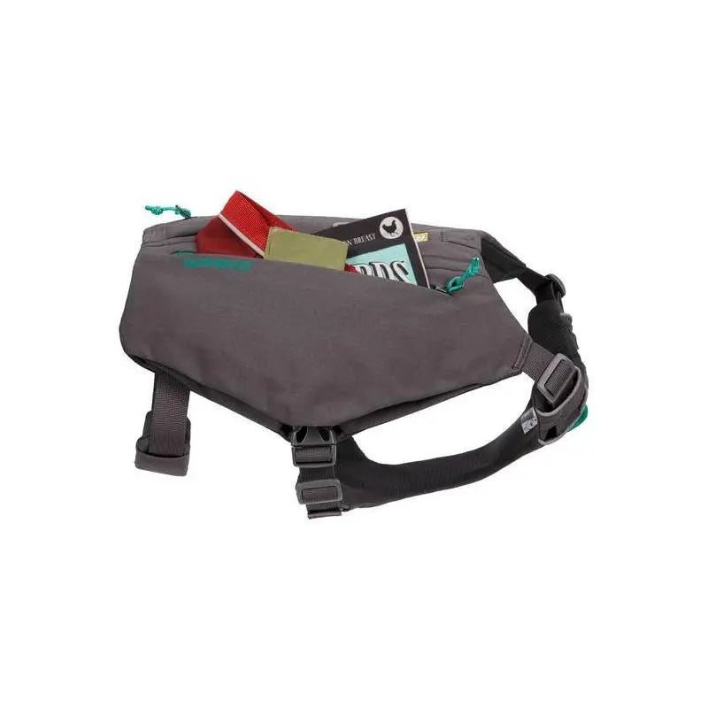 Gray waist pack with adjustable straps, perfect for carrying essentials on the go.