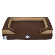 Cozy brown dog bed with supportive sides for ultimate pet comfort and relaxation.