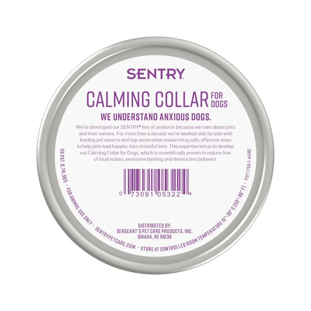 Sentry calming collar for dogs, designed to reduce anxiety and promote relaxation in pets.
