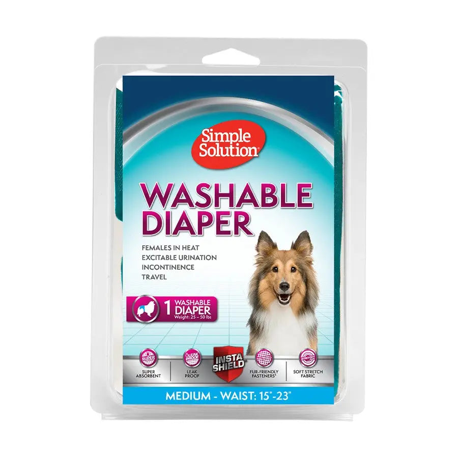 Washable dog diaper for females in heat, designed for comfort and travel convenience.