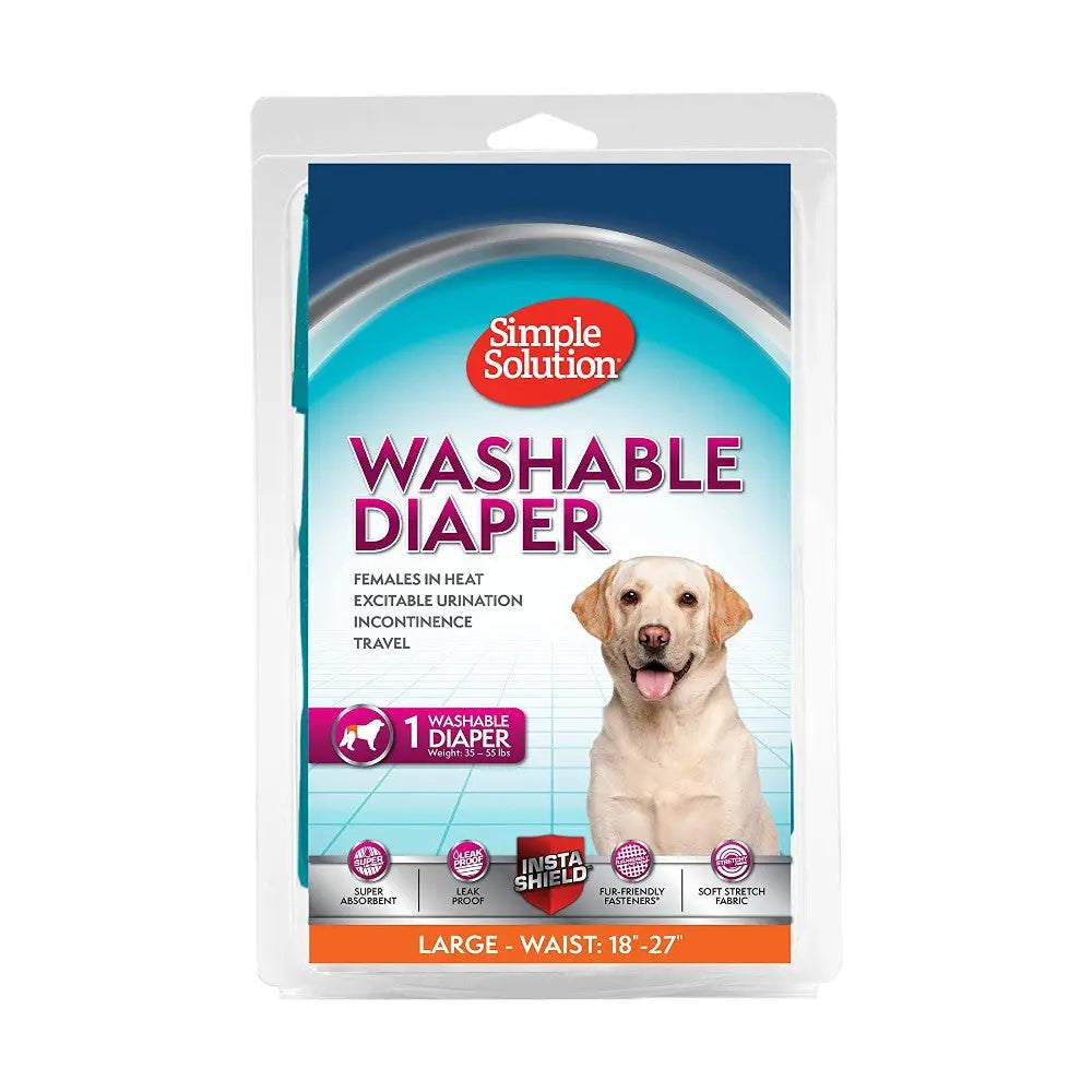 Washable dog diaper for females in heat, designed for comfort and travel convenience.