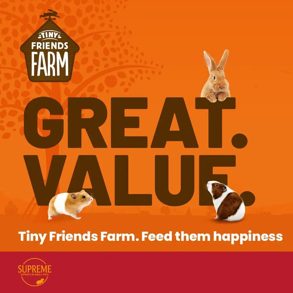 Tiny Friends Farm promotes great value for pet happiness with adorable animals featured.