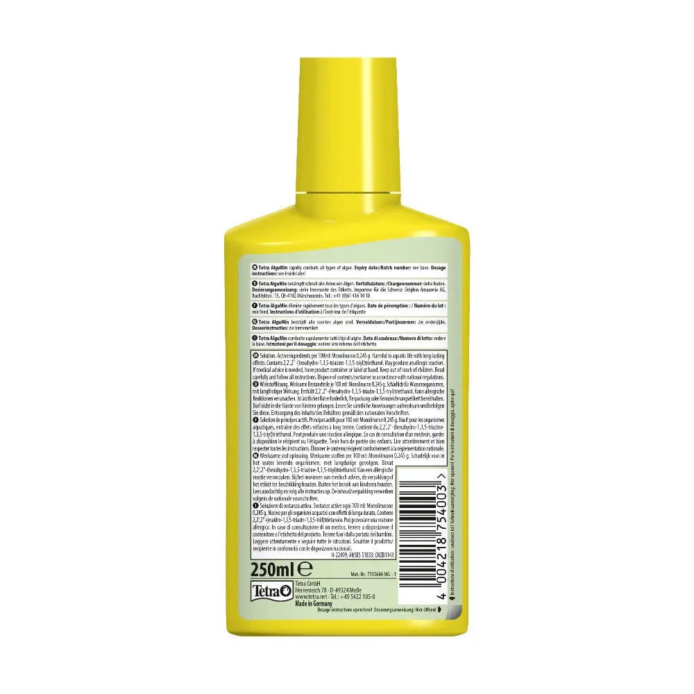 Yellow bottle of liquid cleaner with detailed ingredient label and usage instructions.