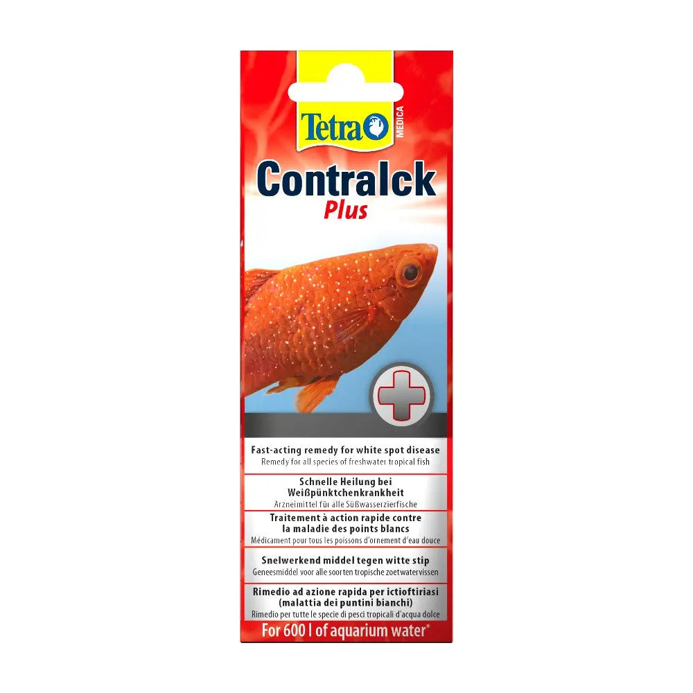 Tetra Contralck Plus for treating white spot disease in aquarium fish, 600L water treatment.