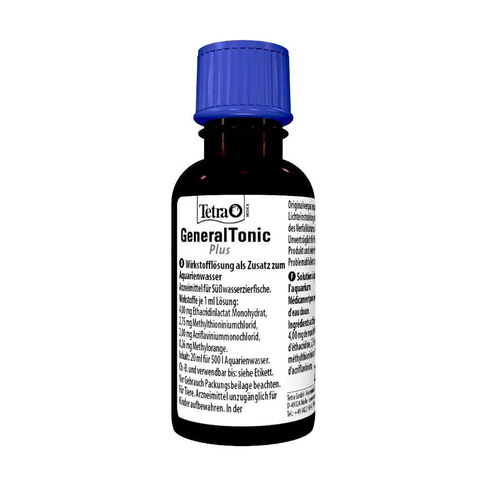 Tetra GeneralTonic Plus bottle for aquarium water treatment and health enhancement.