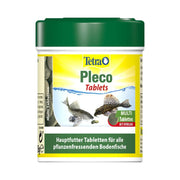 Tetra Pleco Tablets for herbivorous bottom-feeding fish, featuring a green container and clear label.