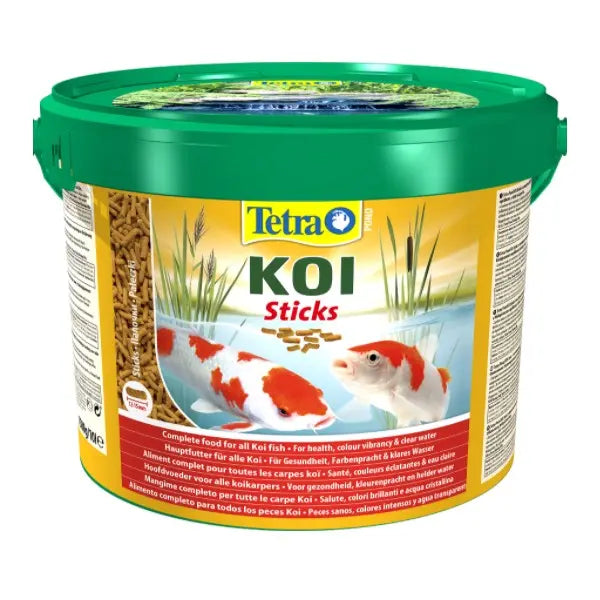 Tetra Koi Sticks, nutritious food for Koi fish, promoting health and vibrant colors in ponds.