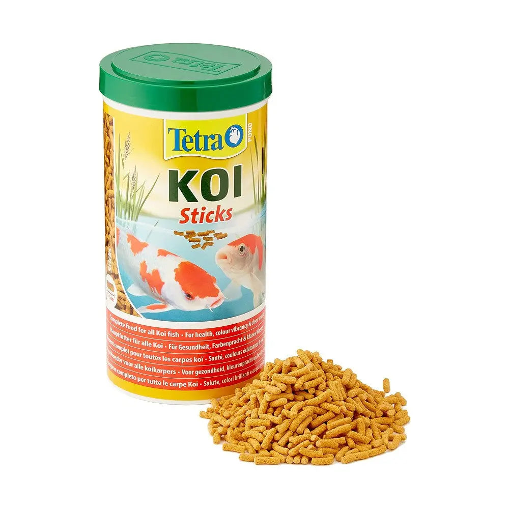Tetra Koi Sticks in a can, ideal food for healthy koi fish with essential nutrients.