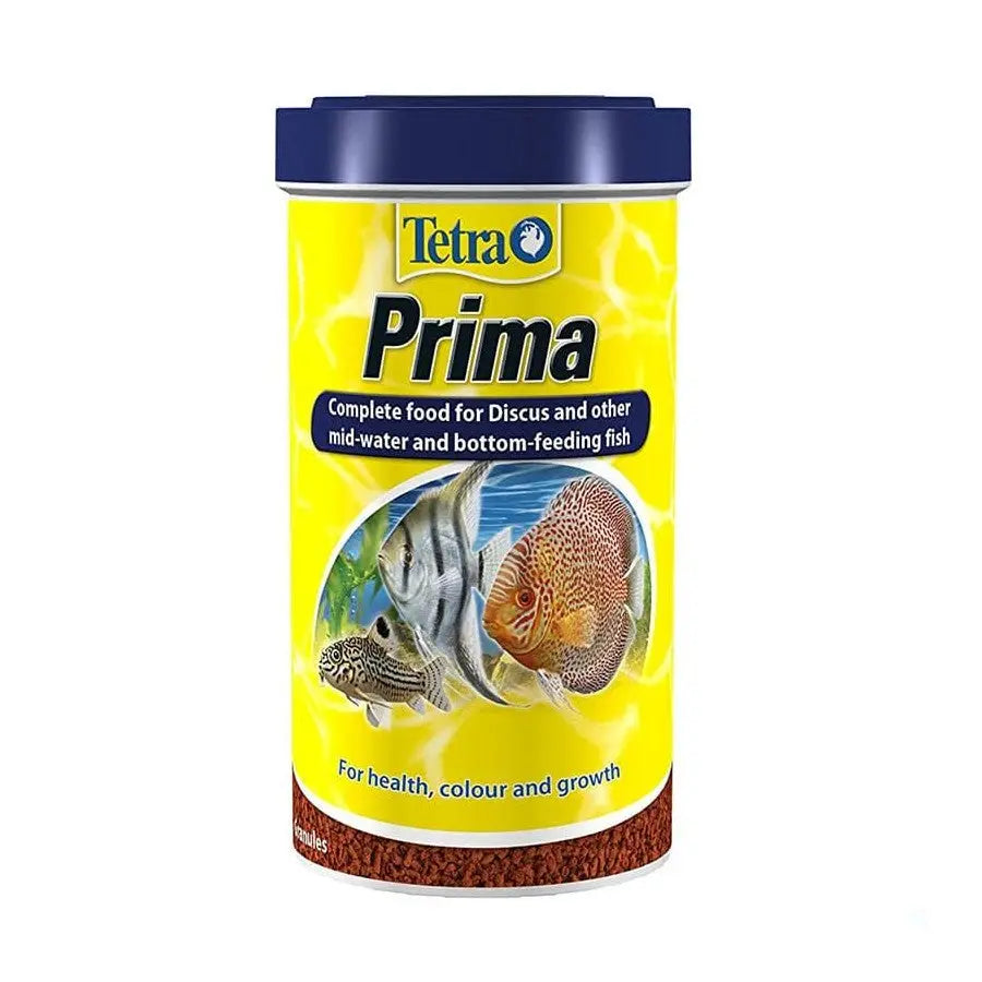 Tetra Prima fish food for discus and bottom-feeding fish, promoting health, color, and growth.